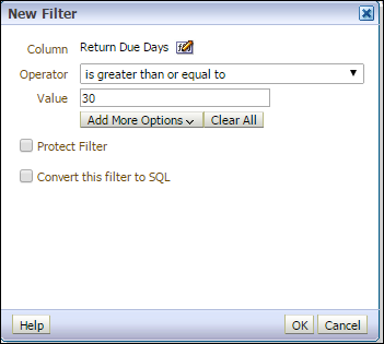 Return Due Days Filter